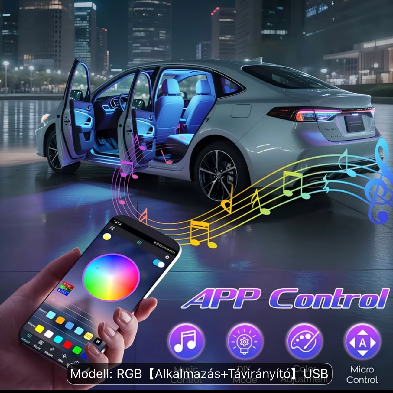 4db Autós LED lámpa USB porttal