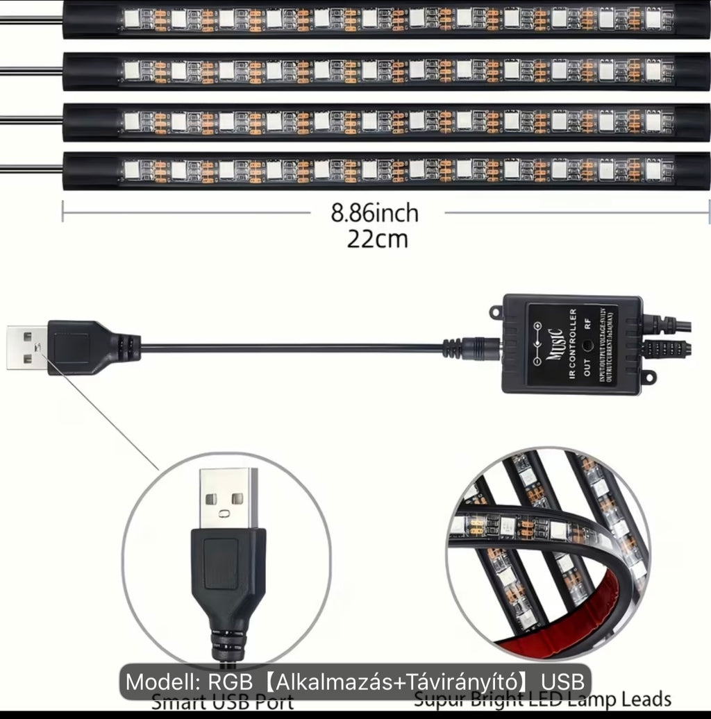 4db Autós LED lámpa USB porttal